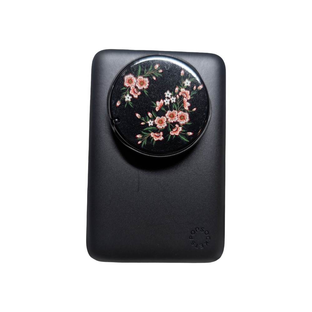 Gg4-R PopSockets PowerPack 5000mAh MagSafe Grip Black Flip Mirror Floral Referb